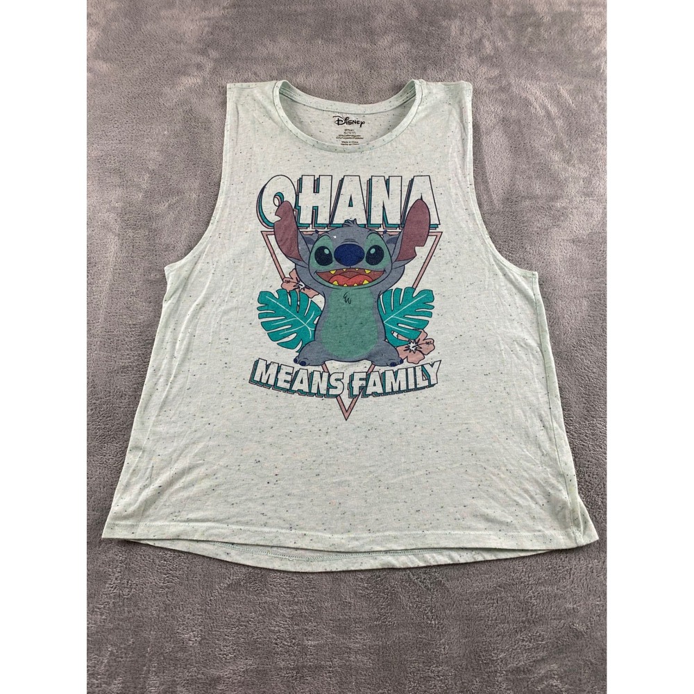 Disney Lilo & Stitch Ohana Means Family Muscle Tank‎ Top Mint Green XL 15-17